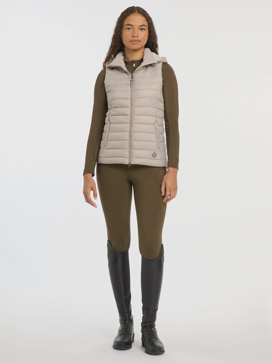 Tilly Hooded Puffer Vest by LeMieux, Color: sand, Size: uk-08-us-12