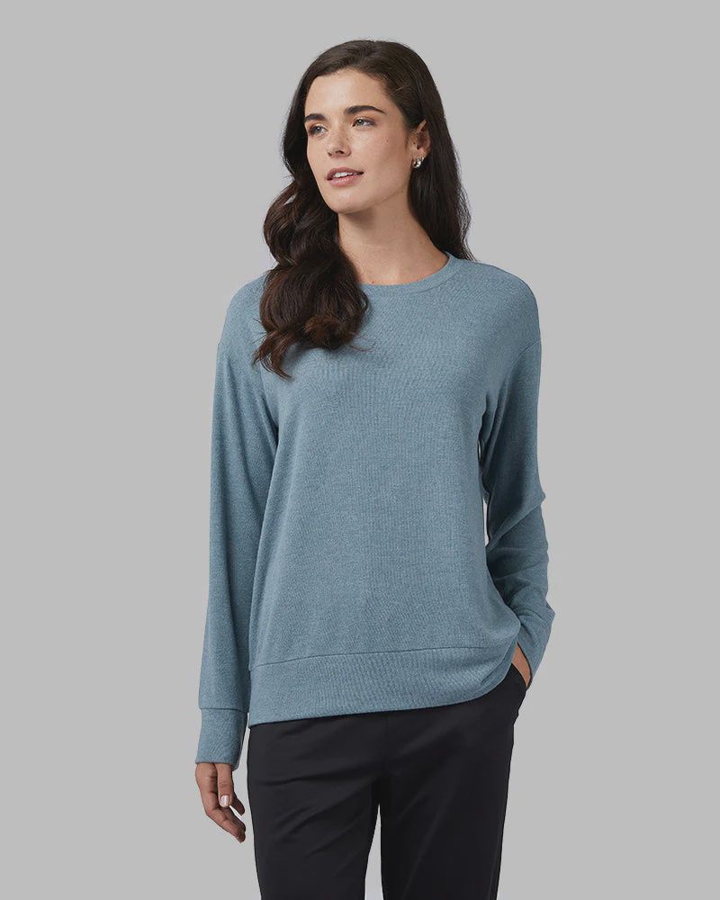 WNS Soft Sweater Knit Crew Top, Color: blue, Size: xs-1