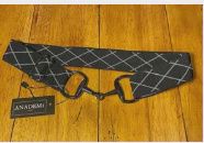 Anademi Stretch Belt with Black Bit Buckle, Color: black-white-diamonds
