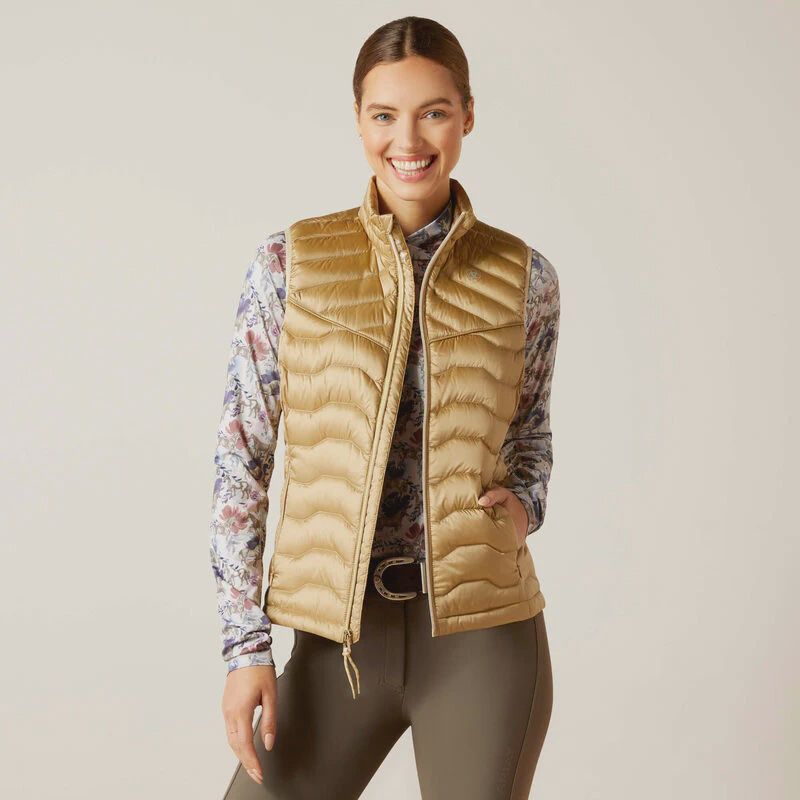 WMS Ideal Down Vest, Color: Iridescent Fields of Rye, Size: XS
