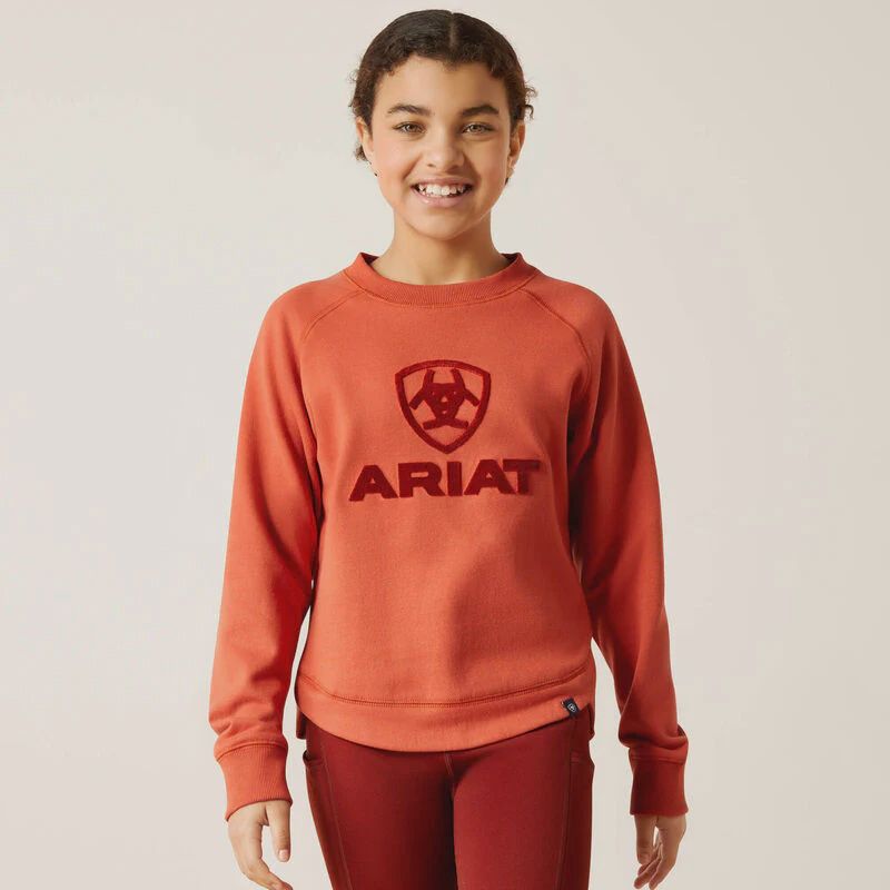 Youth Benicia Sweatshirt by Ariat, Color: Burnt Brick, Size: S