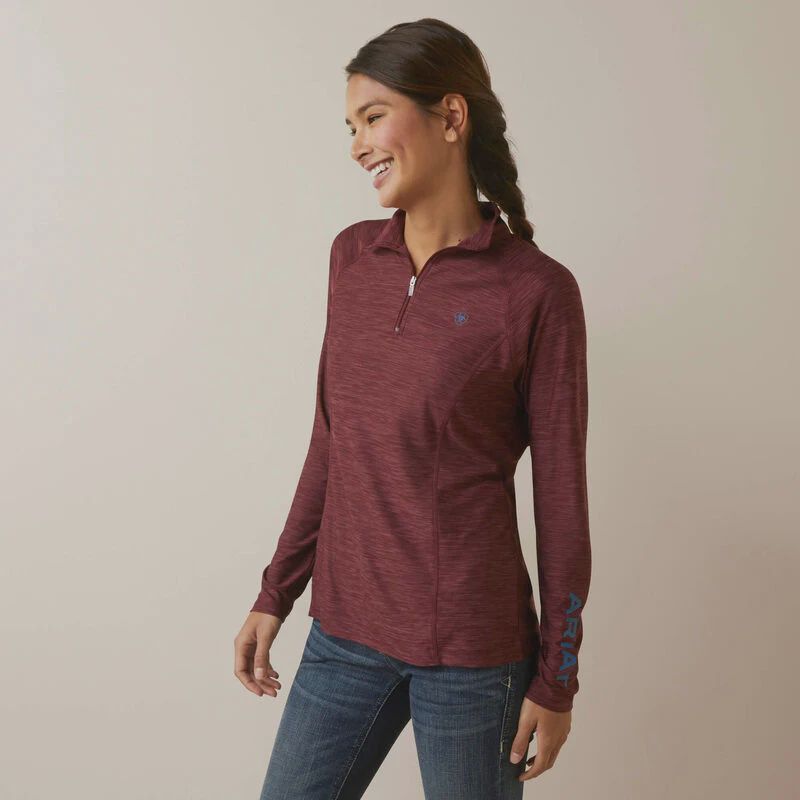 Wms Laguna 1/4 Zip LS Top, Color: Tawny Port, Size: M