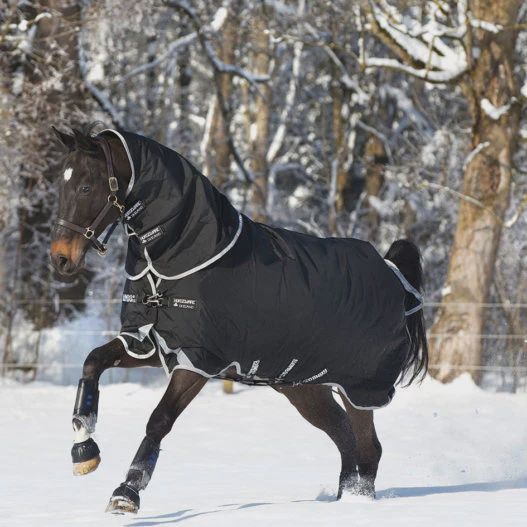 Rambo Supreme Turnout Medium 250g, Color: Black/Silver, Size: 72"