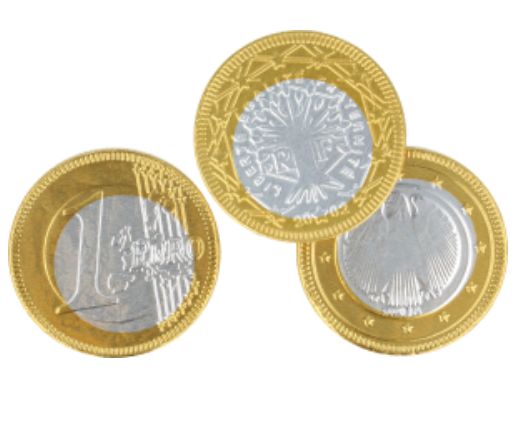 Muntstukken 38mm Bicolor Melkchocolade 6 st
