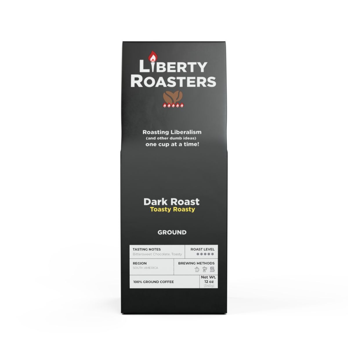 LIBERTY ROASTERS Dark Roast - "Roasting Liberalism One Cup at a Time!", Coffee Grind: Ground, Size: 12oz