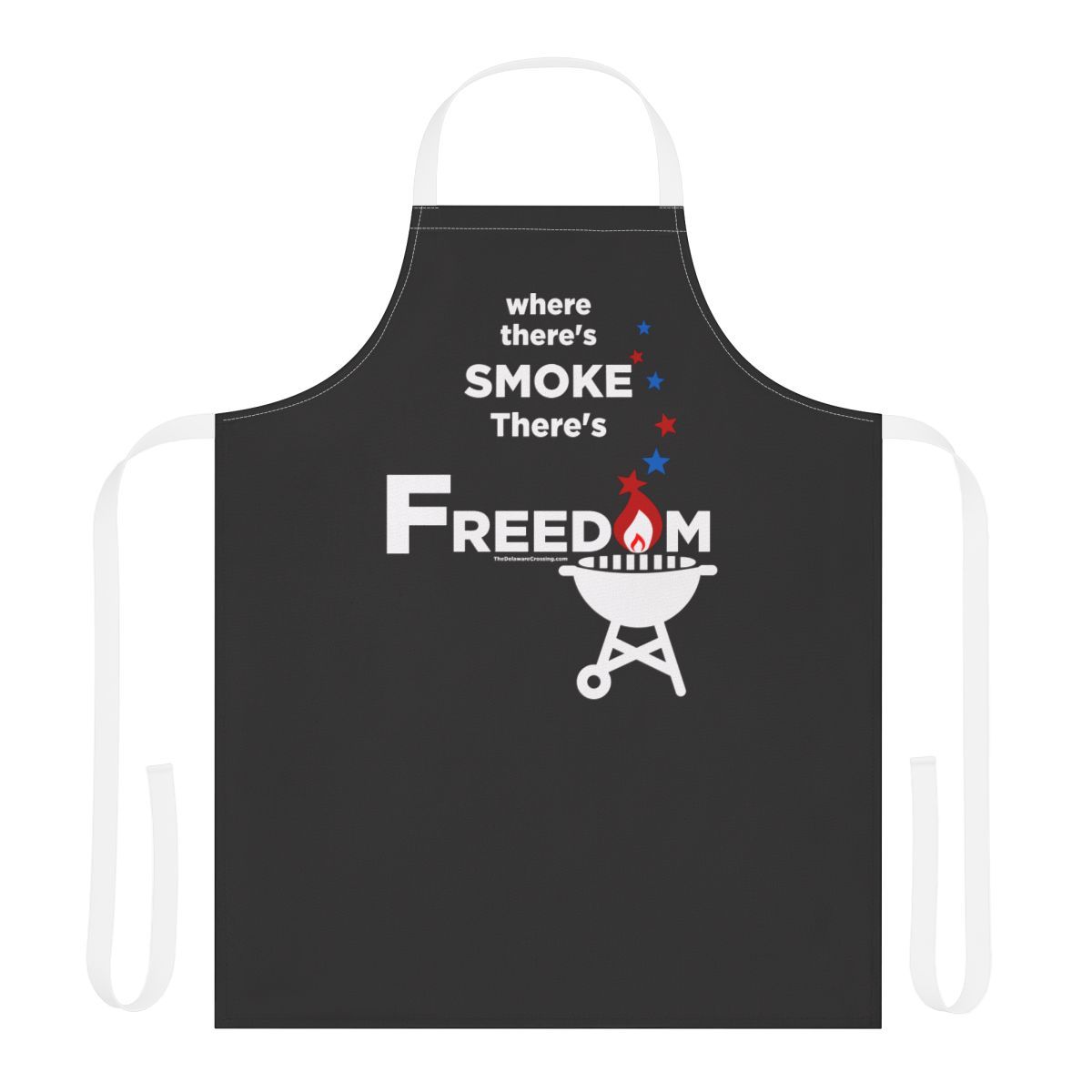 "Where There's Smoke, There's Freedom” Cooking Apron, Size: One size, Strap colors: White