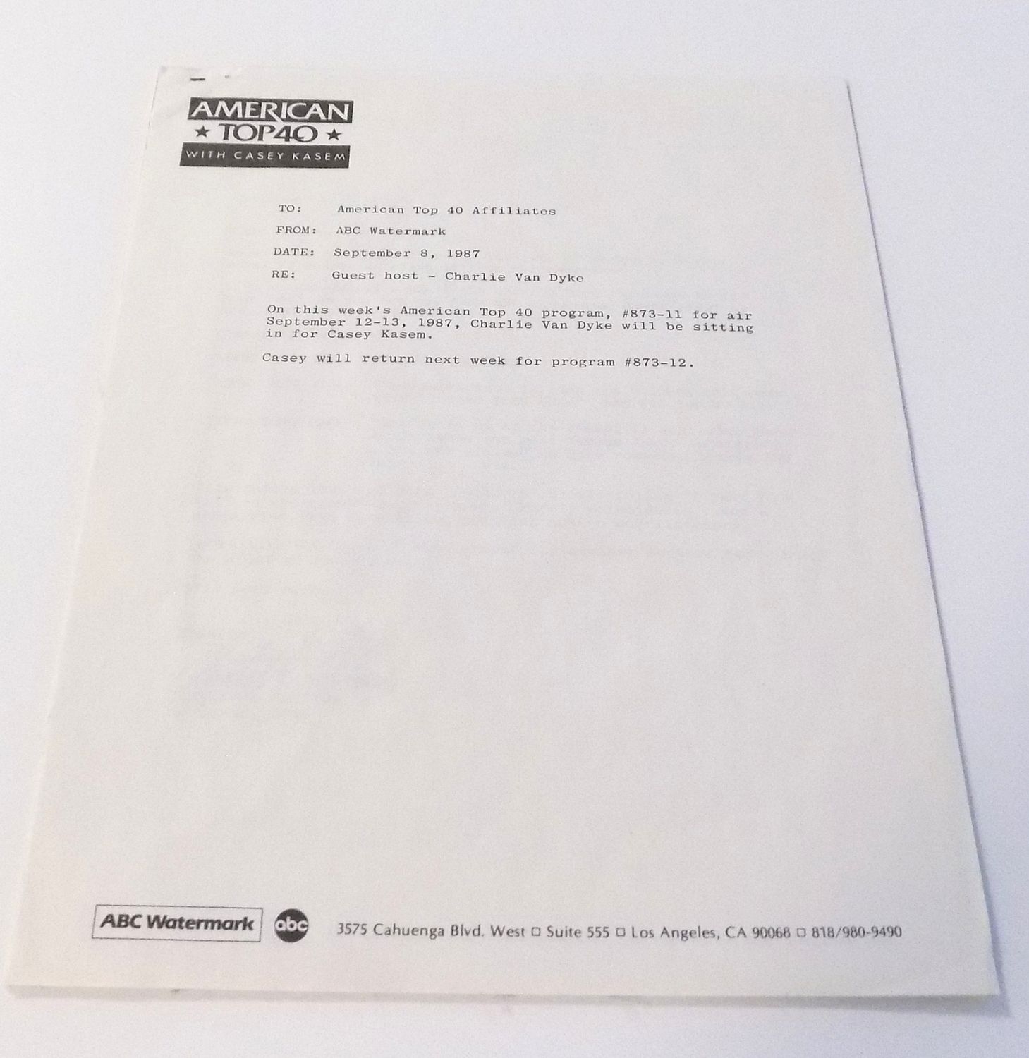 Casey Kasem - American Top 40 9-12-87