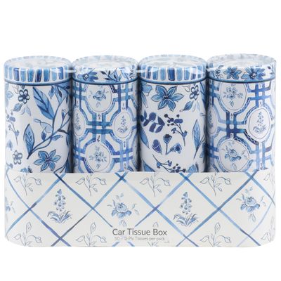 Car Tissue Box Set - Blue Florals