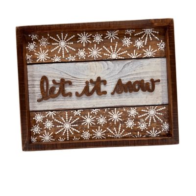 Inset Slat Box Sign | Let It Snow
