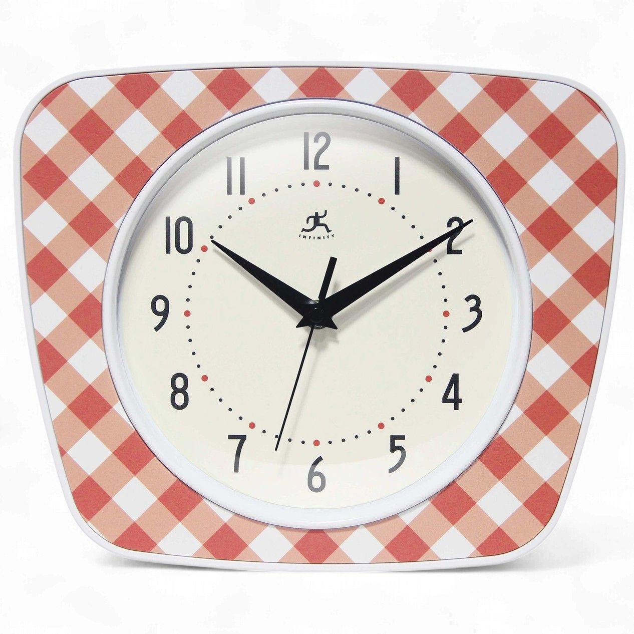 Plaid Trapezium Wall Clock | Red