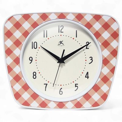 Plaid Trapezium Wall Clock | Red