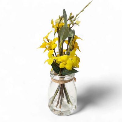 Artificial Forsythia Flower Bouquet in Vase