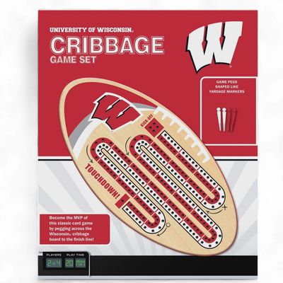 MasterPieces NCAA Wisconsin Badgers Unique Wooden Cribbage Board with Custom Pegs