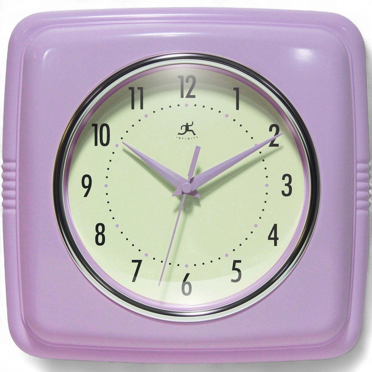 Retro Square Lavender Indoor Wall Clock 9.25 Inch