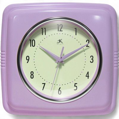Retro Square Lavender Indoor Wall Clock 9.25 Inch