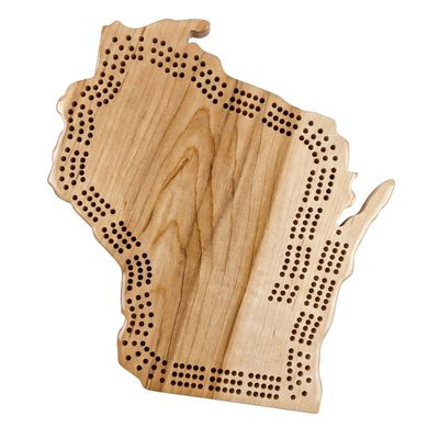 Wisconsin State WI Cribbage Board, Includes Pegs!