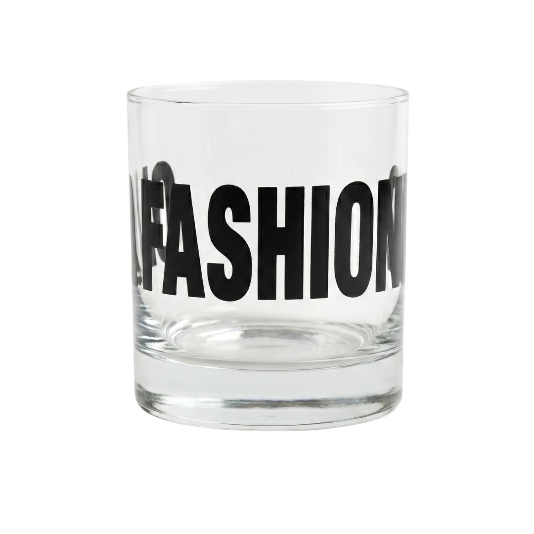 Old Fashioned Typography Rocks Glasses | Black