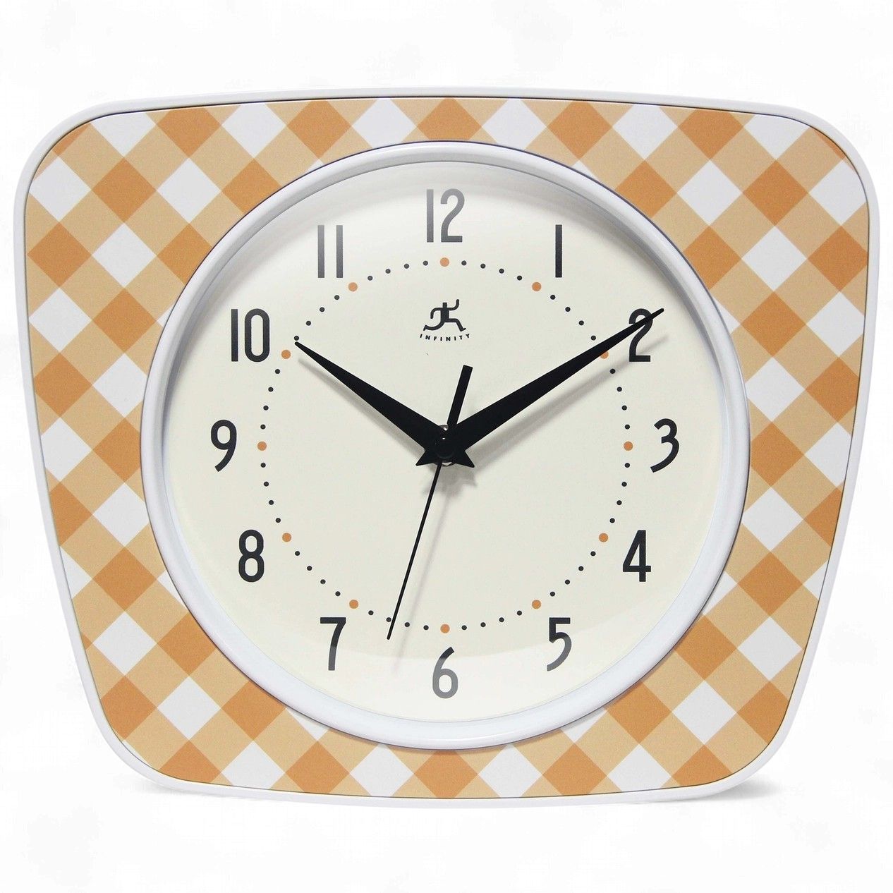 Plaid Trapezium Wall Clock | Orange
