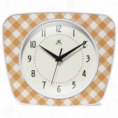 Plaid Trapezium Wall Clock | Orange Plaid Trapezium Wall Clock | Orange