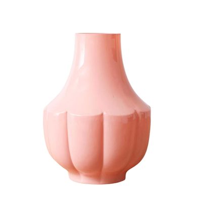 Vase - Pink Fluted Glass