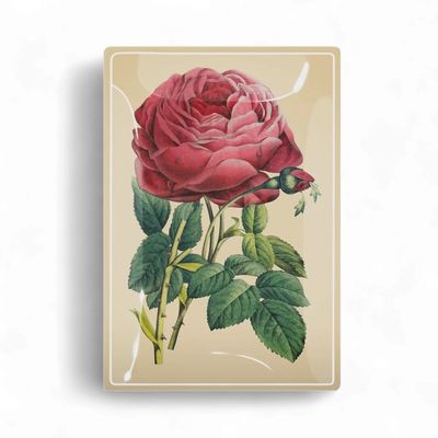 Glistening Pink Rose Decoupage Glass Tray: 4"X 6"