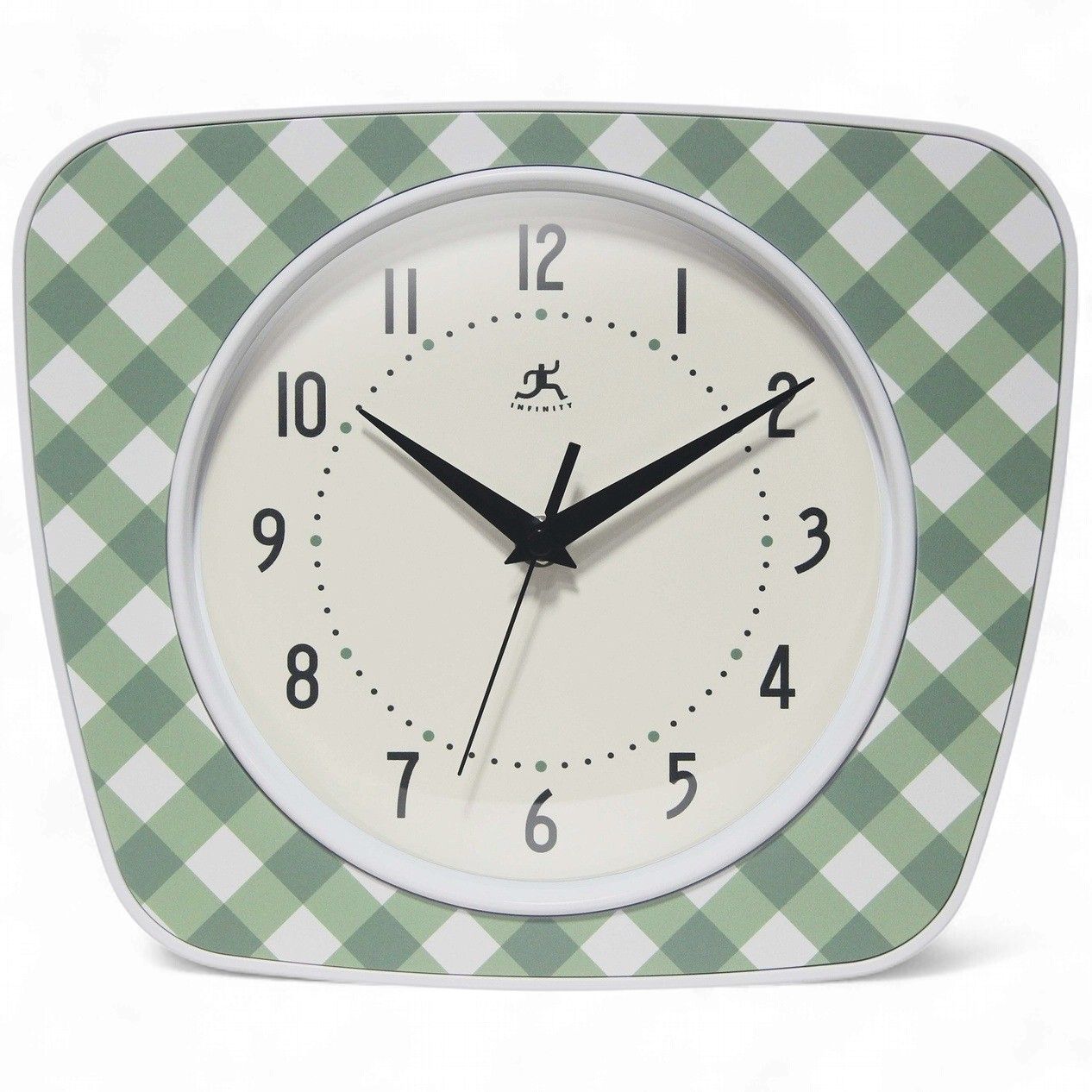 Plaid Trapezium Wall Clock | Green