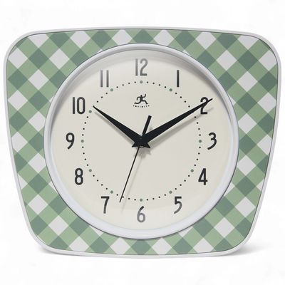 Plaid Trapezium Wall Clock | Green