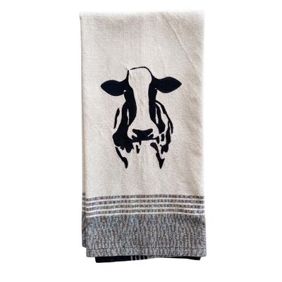 Cow Dishtowel - Embroidered