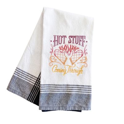 Hot Stuff Embroidered Dishtowel