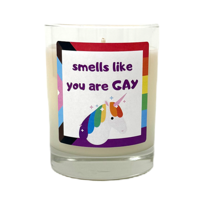 smells like you're gay candle ~ square lable