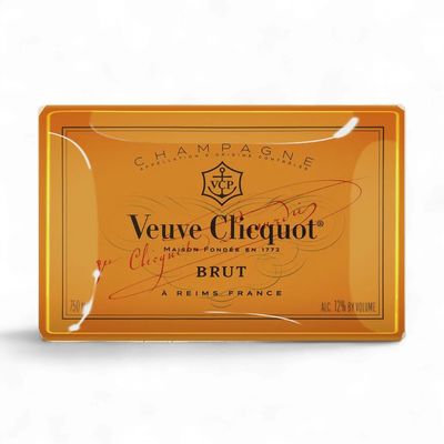 Veuve Clicquot Brut Decoupage Glass Tray: 4"X 6"