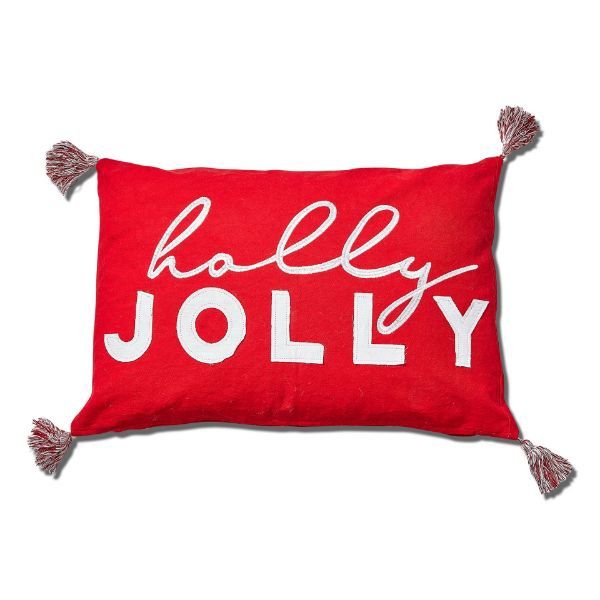 HOLLY JOLLY PILLOW - Red