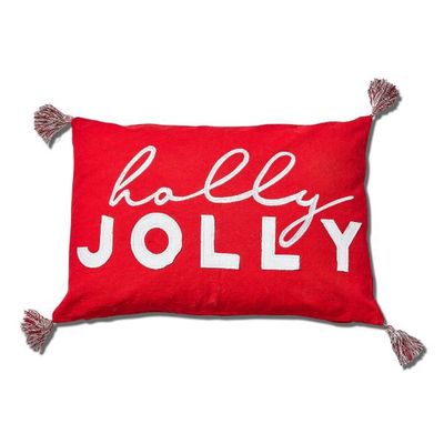 HOLLY JOLLY PILLOW - Red