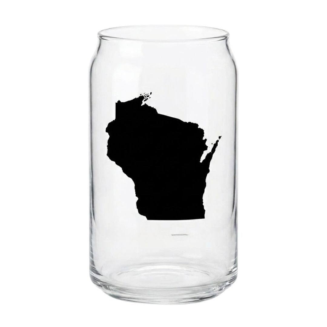 State Silhouette Chevron Can Pint Glass | Wisconsin