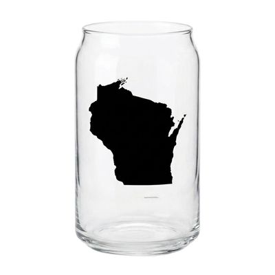 State Silhouette Chevron Can Pint Glass | Wisconsin
