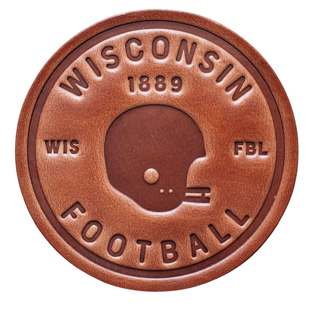 Wisconsin Football Leather Coaster