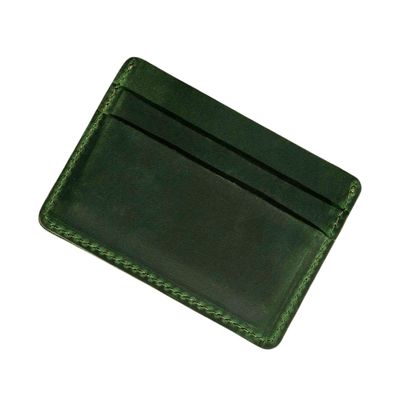 Leather Card Holder Wallet, Handmade Wallet for Men: Green
