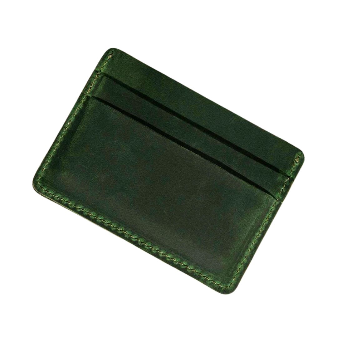 Leather Card Holder Wallet, Handmade Wallet for Men: Green