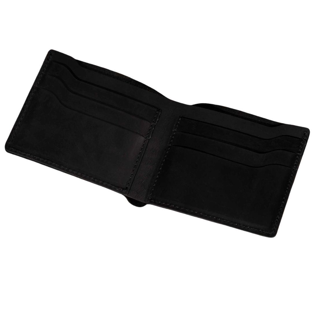 Leather Wallet,  Bifold Wallet, Handmade Wallet for Men: Black