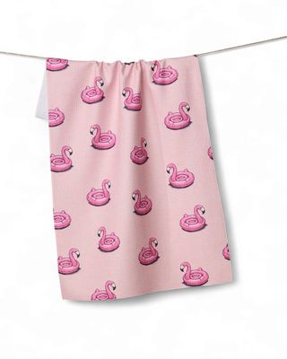 Flamingo Floatie Tea Towel