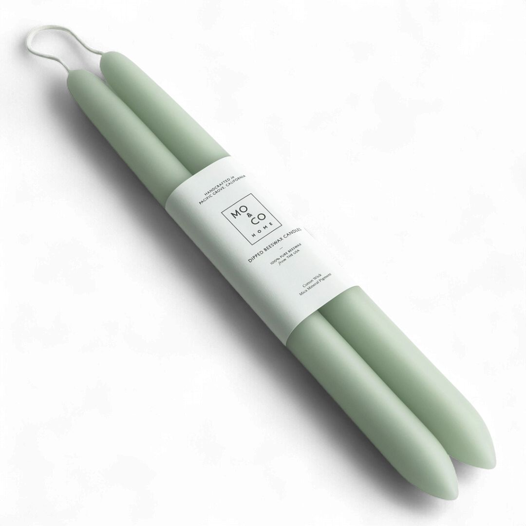 Eucalyptus | Dipped Beeswax Taper Candles | All Natural | 10 Inches