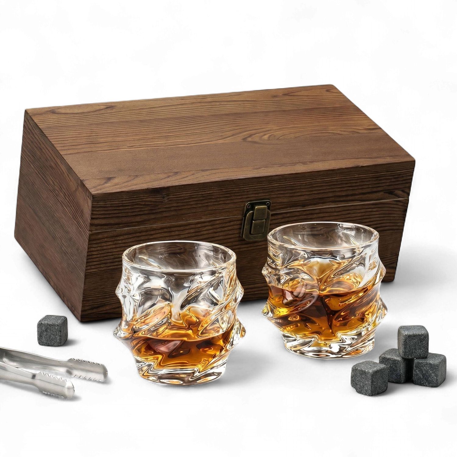 Whiskey Rocks Box Set with Sculpted Glasses