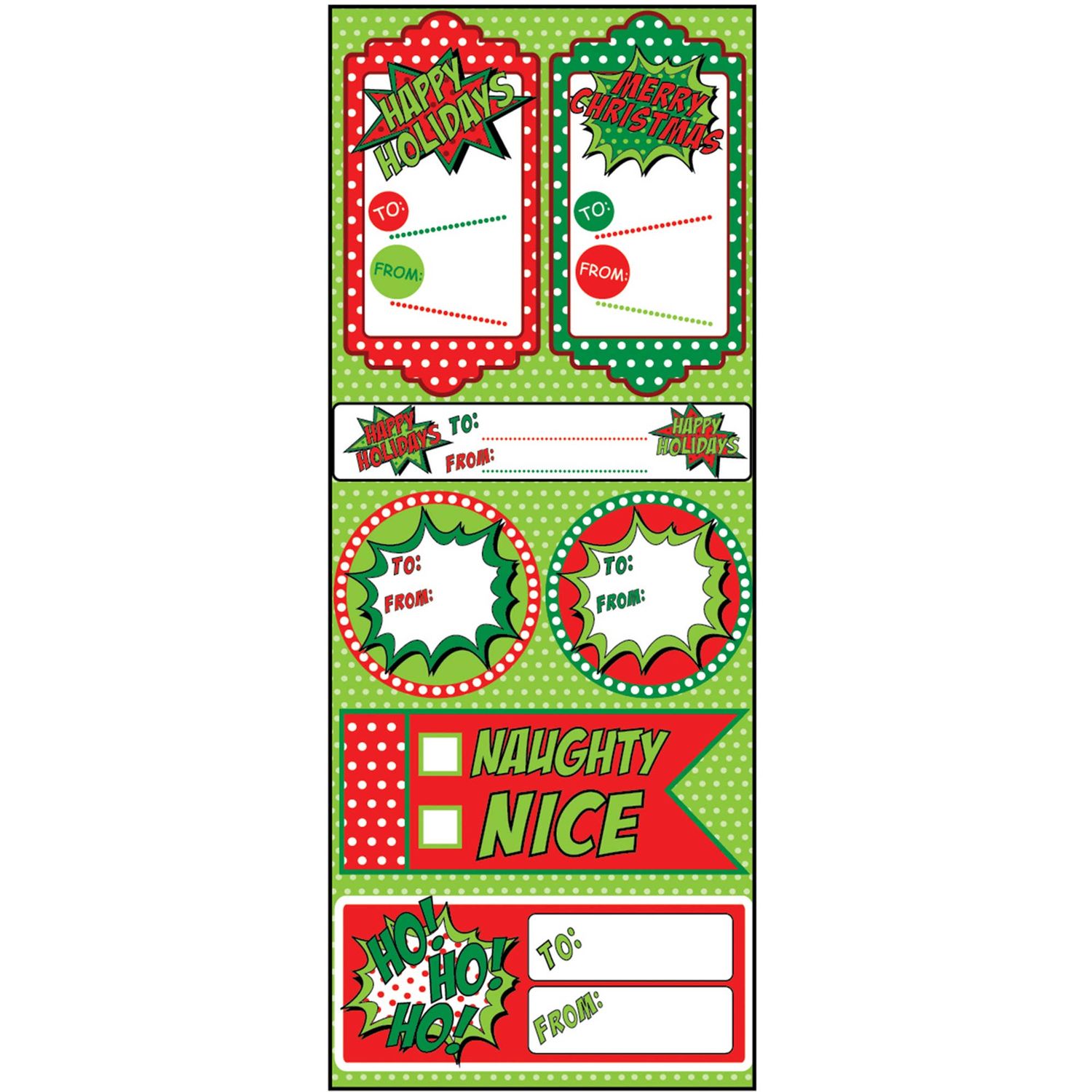 Gift Labels - Christmas Comic CLOSEOUT