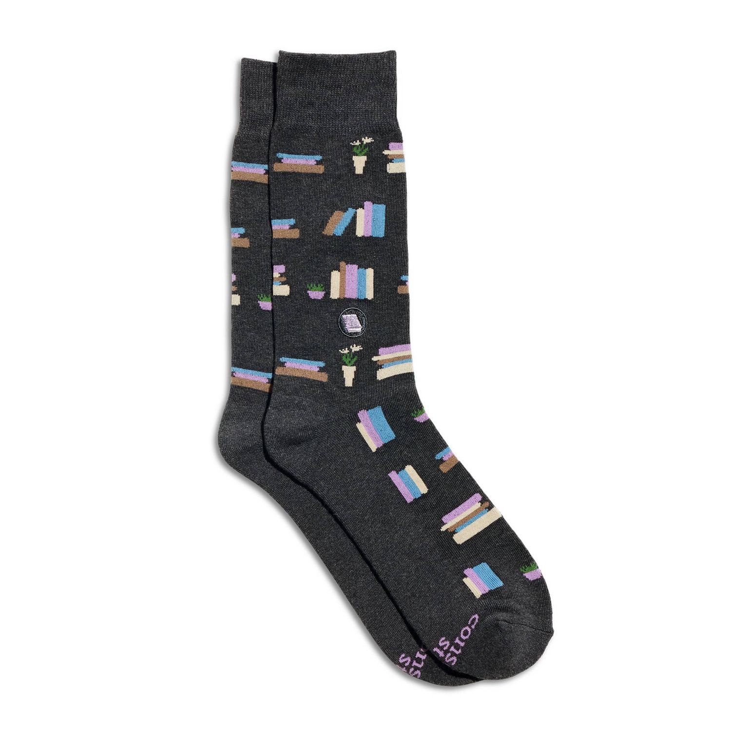 Socks that Give Books | Gray Bookshelves - Gifts for Readers