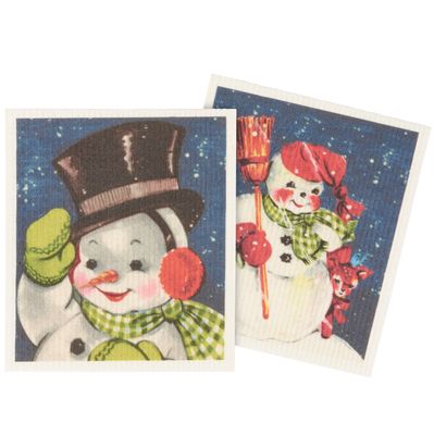 Retro Snowmen Swedish Dishcloth Set
