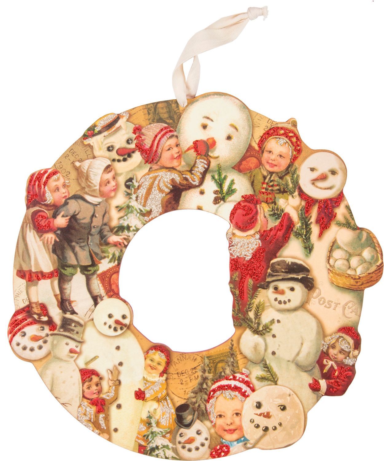 Vintage Snowmen Wreath