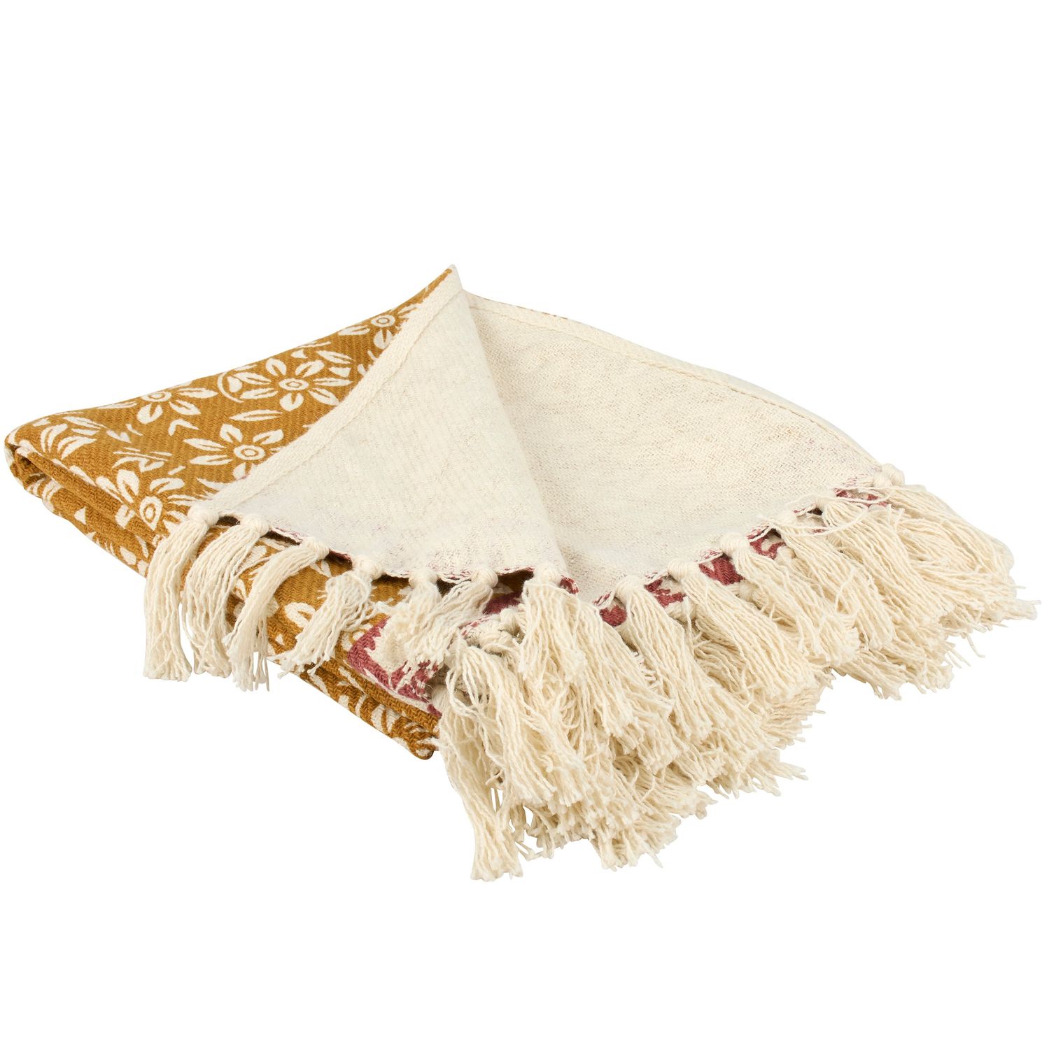 Golden Orange Floral Throw