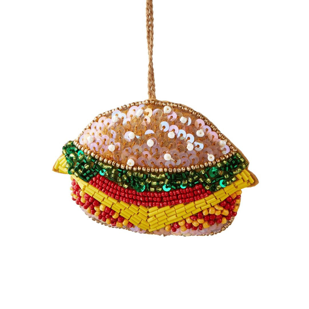 Cheeseburger Beaded Ornament