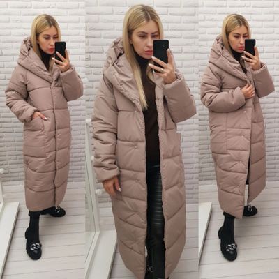 Куртка жіноча пуховик ковдра оверсайз. Колір кава