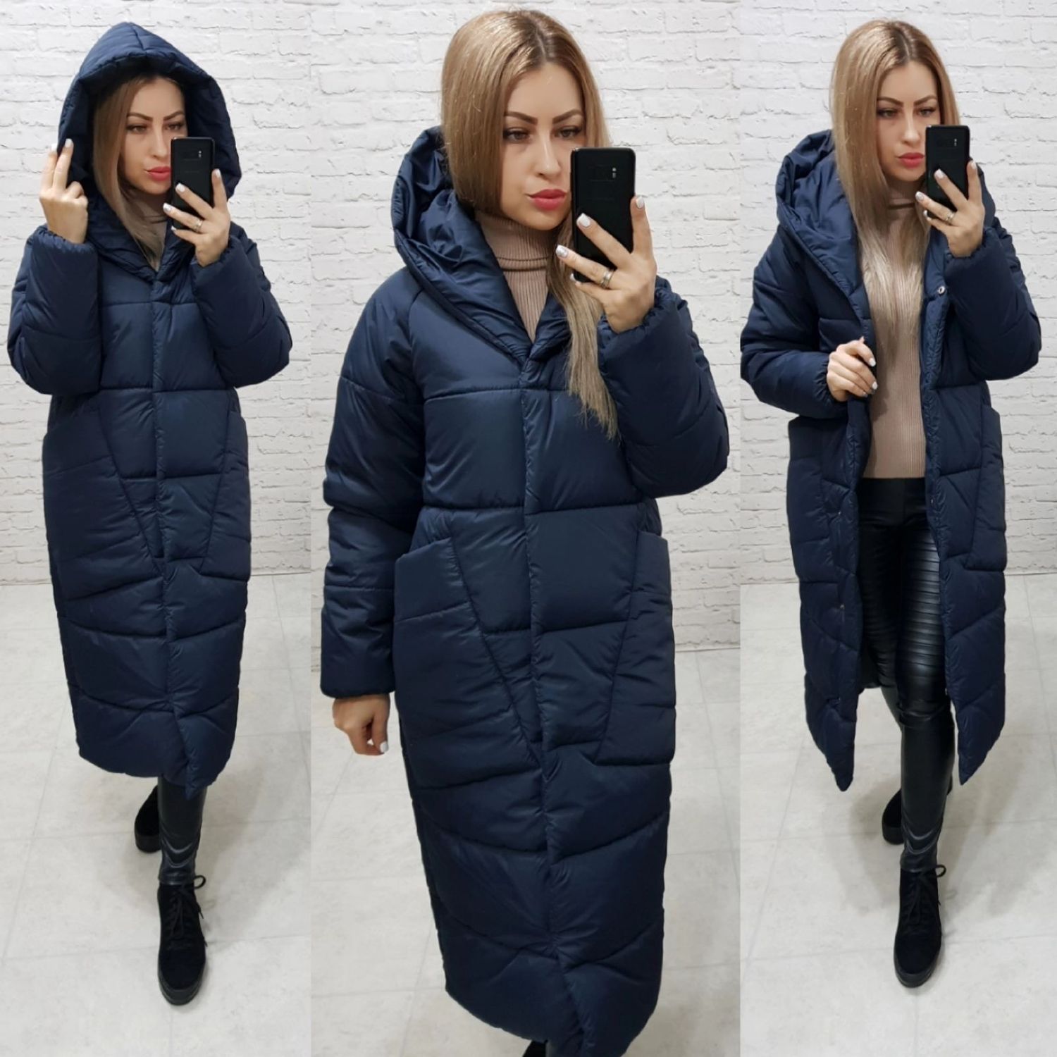 Куртка жіноча пуховик ковдра оверсайз. Колір чорний